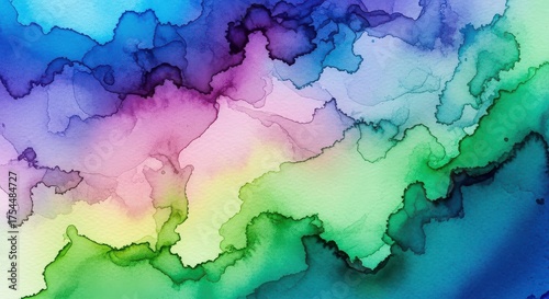 Watercolor painting with vibrant color gradients