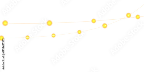 Realistic Glowing Festoon Lights Holiday Decorative Border PNG.