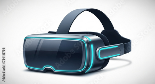 Modern virtual reality headset with sleek design and glowing blue accents for immersive gaming and digital experiences
