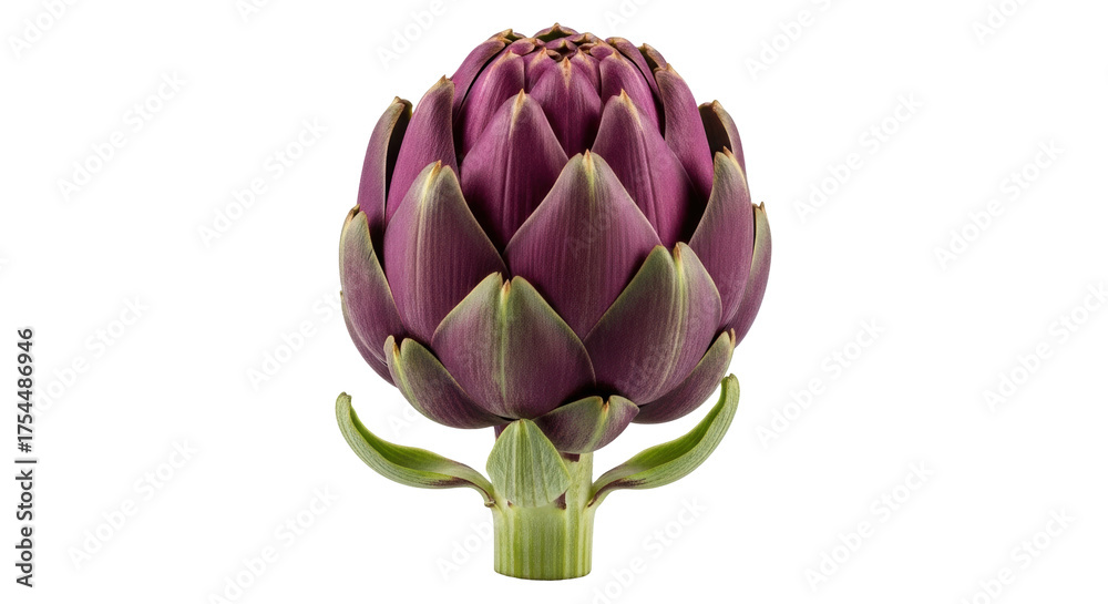 Fototapeta premium Isolated purple artichoke vegetable food, studio shot on a seamless backdrop, gourmet food