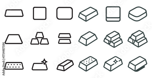 Gold and financial line icons set – outline, money, wealth management symbols