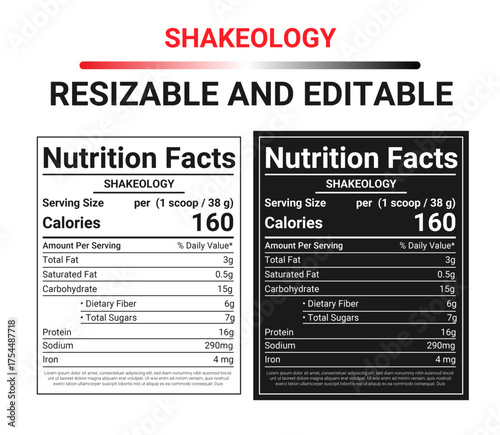 Two nutrition facts labels side by side one white background one black background