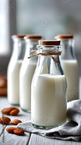 Plant Milk Almond Vegan Healthy Food Bottle Natural Product Lactose Free