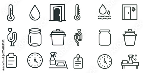 Home appliance outline icons set – linear, household, everyday essentials.