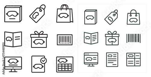 E-commerce and shopping outline icons set – linear, online retail, digital marketplace