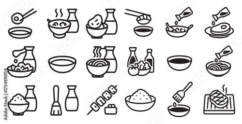 Food and cooking line icons set – outline, kitchen, culinary and meal preparation symbols