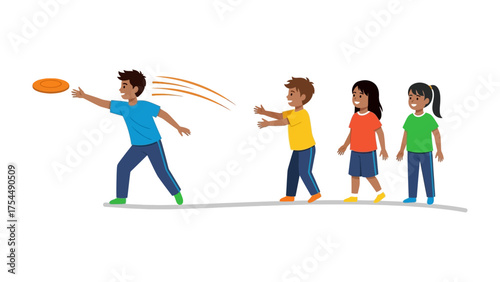 Playtime in the Park: Children are engaged in a fun game throwing a disc, radiating energy and joy, symbolising the delight of childhood activities.