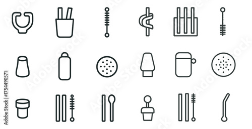 Japanese cuisine linear icons set - outline, minimalist, culinary symbols