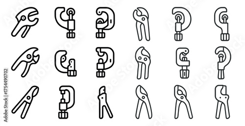 Construction tools line icons set – outline, linear, building and repair symbols