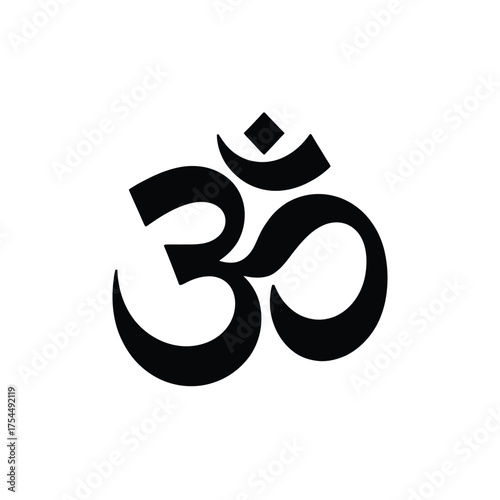 Om symbol vector illustration silhouette scalable eps iconic representation for spiritual and meditation graphics silhouette vector illustration white background