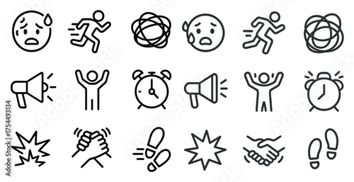 Emotional and communication line icons set – outline, expressive, social symbols
