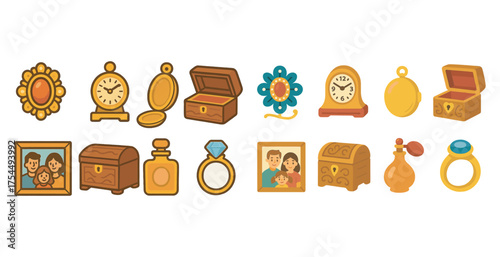 Vintage and retro icon set – flat, outline, antique and classic symbols