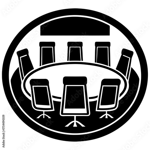 Professional Boardroom Icon - Corporate Meeting & Office Graphic Design