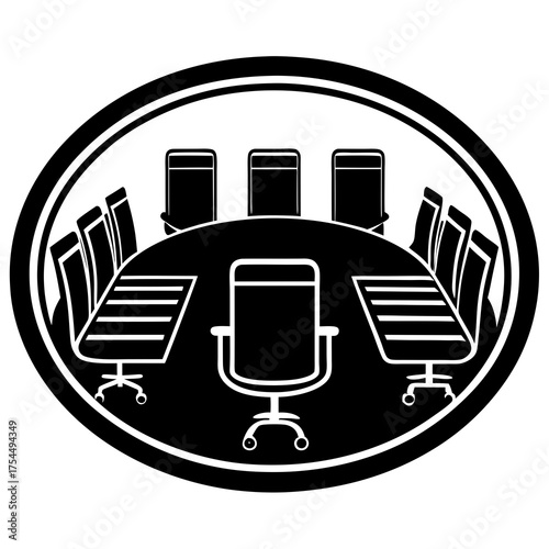 Professional Boardroom Icon - Corporate Meeting & Office Graphic Design