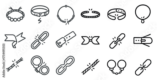 Fashion and accessories linear icons set – outline, styling, and jewelry design symbols