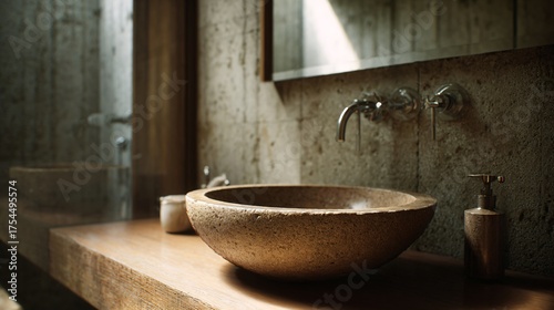 Wallpaper Mural Mexican ceramic sink in minimalist Japanese bathroom design Torontodigital.ca