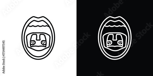 Tonsil icon in black line illustration. Design logo for app, UI.