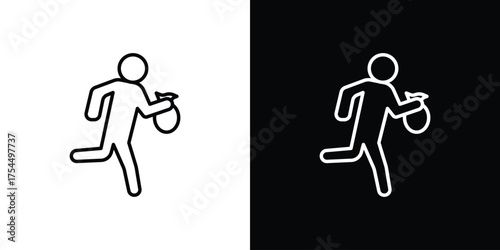 Thief icon in black line illustration. Design logo for app, UI.
