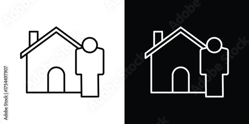 Tenant icon in black line illustration. Design logo for app, UI.