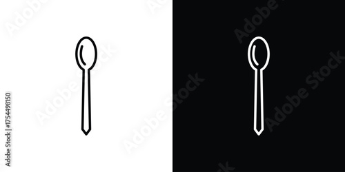 Tablespoon icon in black line illustration. Design logo for app, UI.