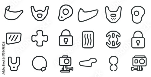 Wearable technology outline icons set – linear, devices, smart gadgets collection