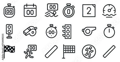 Sports and fitness line icons set – outline, training, activity symbols