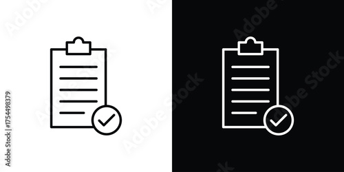 Summary icon in black line illustration. Design logo for app, UI.