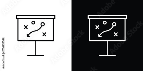 Strategical planning icon in black line illustration. Design logo for app, UI.
