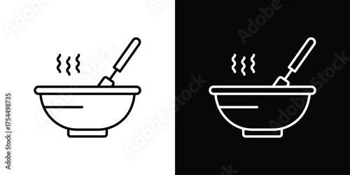 Stew icon in black line illustration. Design logo for app, UI.