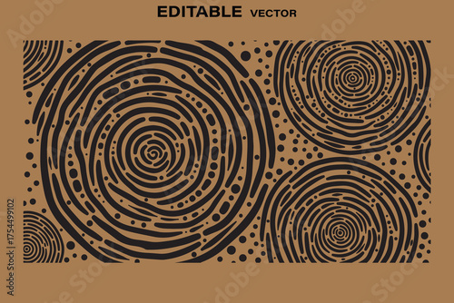 Abstract aboriginal art with concentric circles and dot patterns