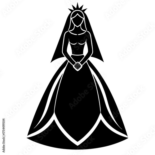 Elegant Bride Icon – Wedding Illustration for Printable Designs