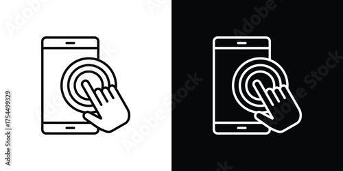 Self service icon in black line illustration. Design logo for app, UI.