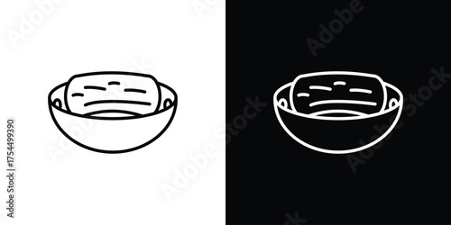 Sea cucumber icon in black line illustration. Design logo for app, UI.