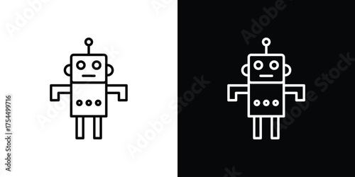 Robo icon in black line illustration. Design logo for app, UI.
