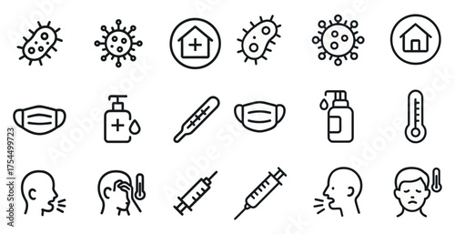 Healthcare and medical outline icons set – line, health, wellness symbols