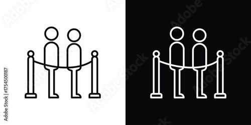 Queue icon in black line illustration. Design logo for app, UI.