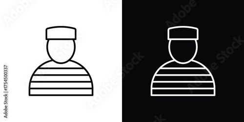 Prisoner icon in black line illustration. Design logo for app, UI.