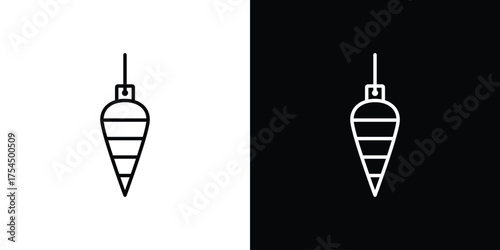 Plumb bob icon in black line illustration. Design logo for app, UI.