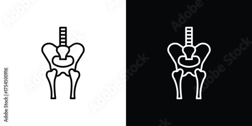 Pelvis icon in black line illustration. Design logo for app, UI.