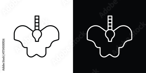 Pelvic area icon in black line illustration. Design logo for app, UI.