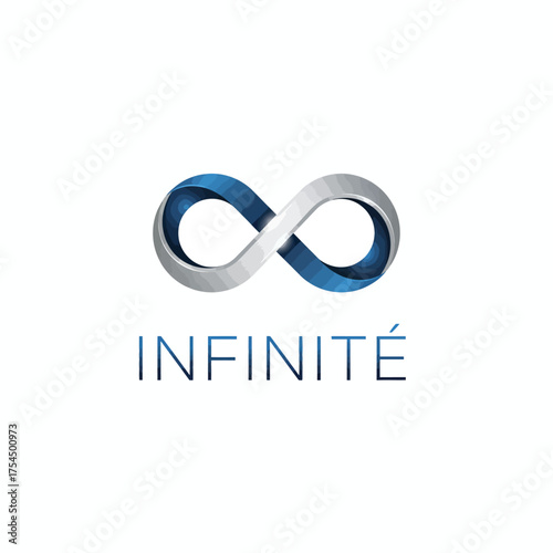 Metallic infinity loop in silver-blue gradient, symbol of endless innovation.