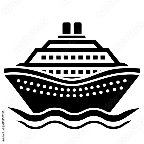 "Luxury Cruise Ship Icon – Printable Vector Graphic for Travel & Maritime Designs"