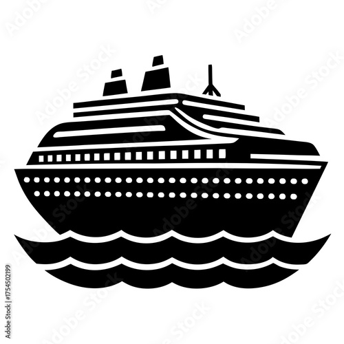 "Luxury Cruise Ship Icon – Printable Vector Graphic for Travel & Maritime Designs"