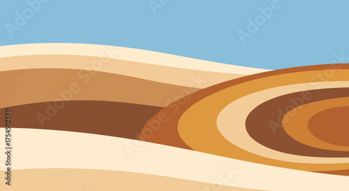 Abstract wavy desert sand dunes in a minimalist landscape.