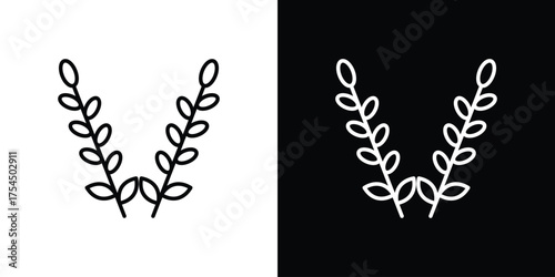 Lavender icon in black line illustration. Design logo for app, UI.