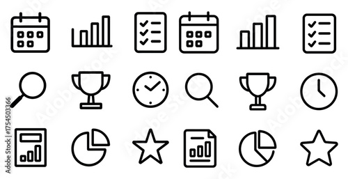 Business and productivity line icons set – outline, office, workflow symbols