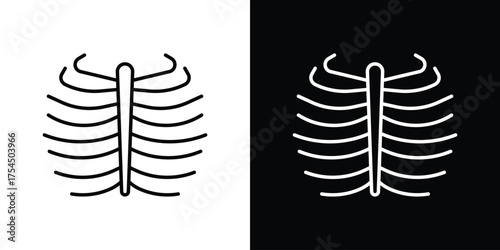 Human Ribs icon in black line illustration. Design logo for app, UI.
