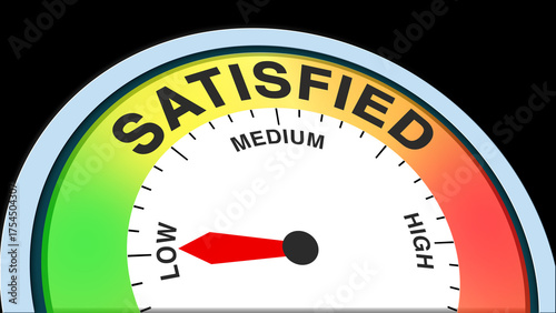Photos Satisfied low, concept illustration showing minimal contentment, weak fulfillment, or poor approval