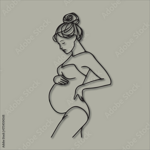 Pregnant Woman Line Art