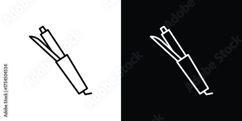 Hair curler icon in black line illustration. Design logo for app, UI.